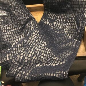 RVT Navy Blue Croc-Print Boot Cut Pants